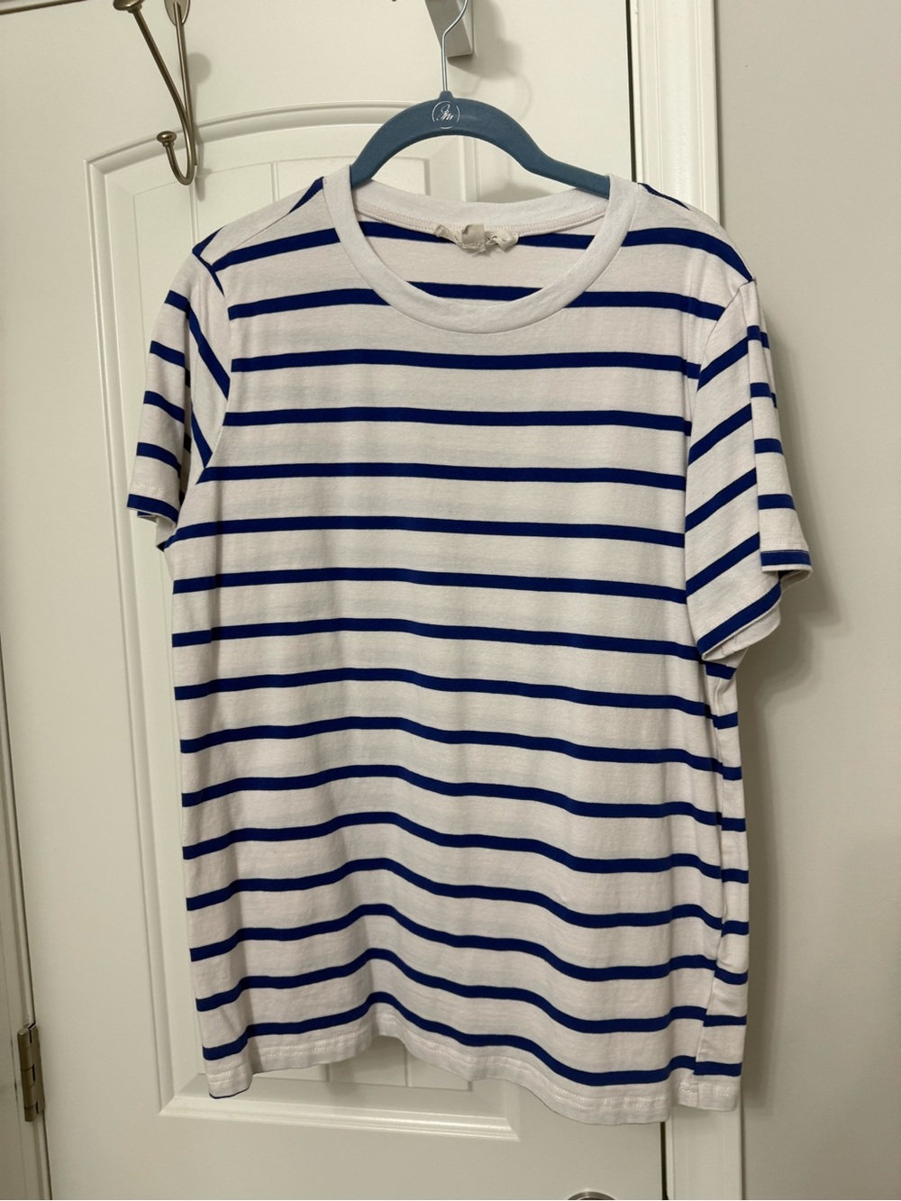 Vine & Love White and Blue Striped Short Sleeve Tee